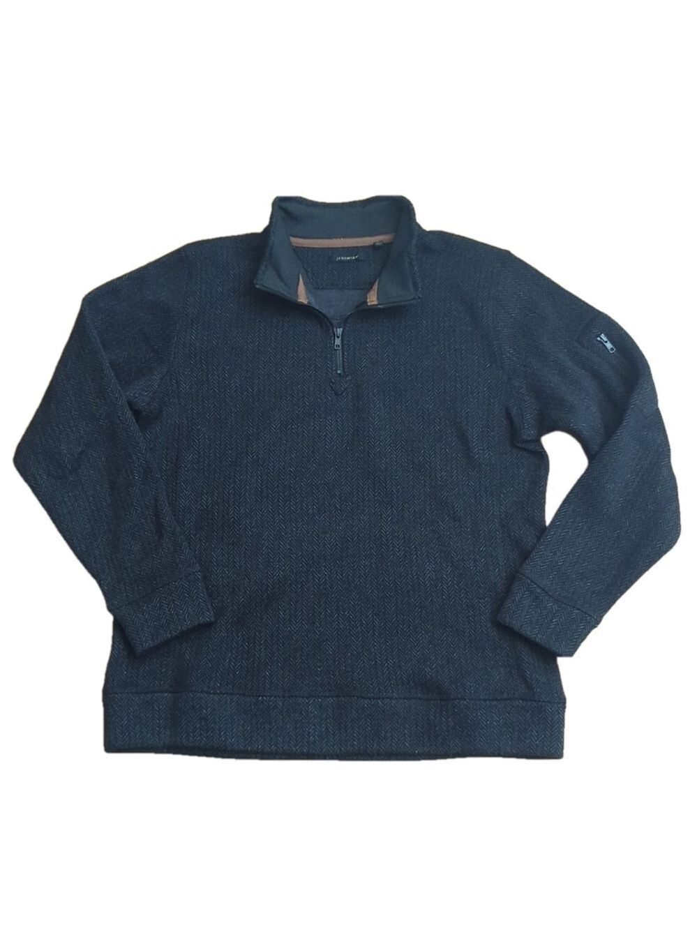 Jeremiah Black Gray Chevron Quarter Zip Sweatshirt Large